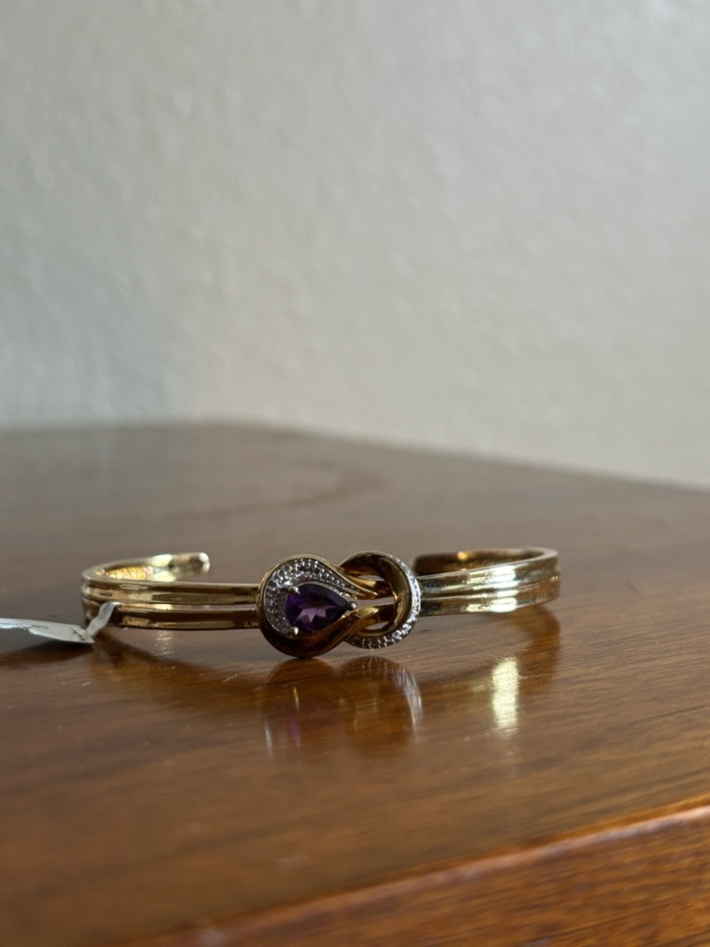 Amethyst 18k gold over brass bangle bracelet gift for her jewelry